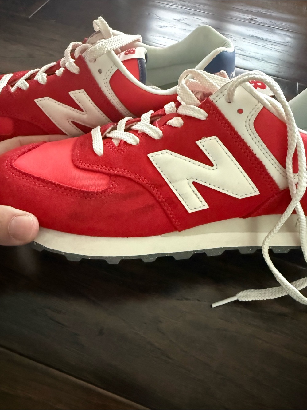 New Balance Red and White Retro Runner Sneakers - Picture 8 of 8